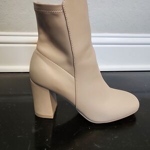 Women's MIA Beige Block Heel Ankle Boots